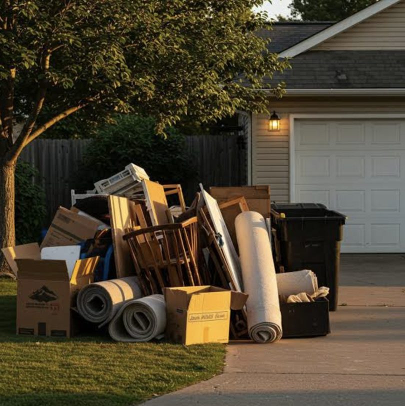 Furniture being loaded for removal by South Shore Junk Removal